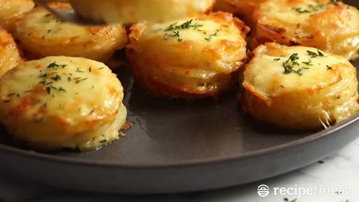 Video frame thumbnail for Mini Potato Gratin Stacks (Dauphinoise)