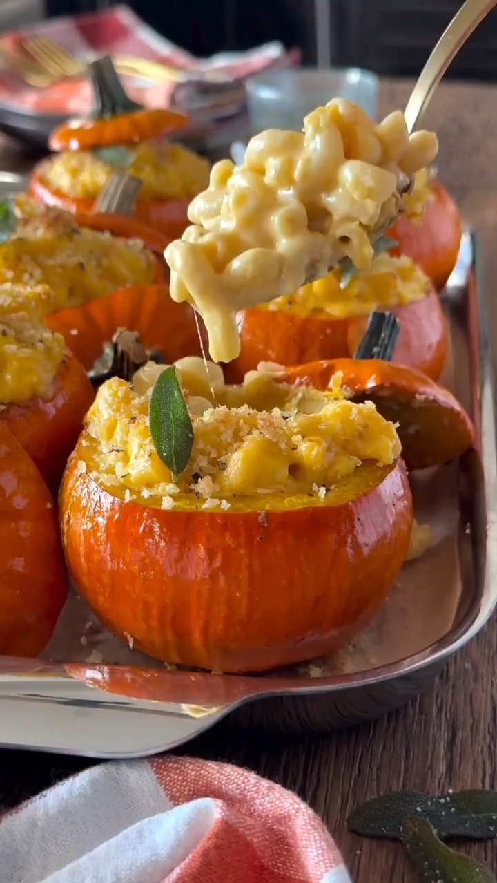 Video frame thumbnail for Baked Mini Pumpkin Mac & Cheese with Crispy Sage Breadcrumbs